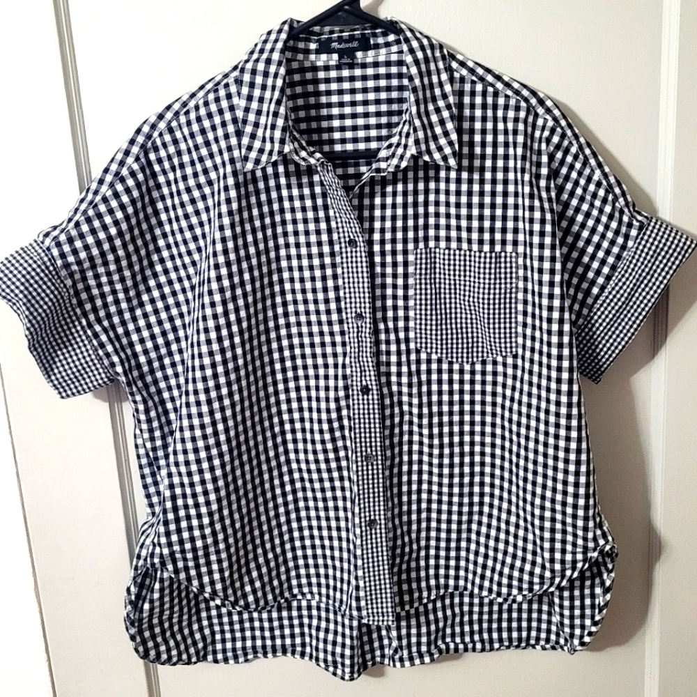 Madewell Black and White Gingham Button-Front Shirt